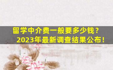 留学中介费一般要多少钱？ 2023年最新调查结果公布！